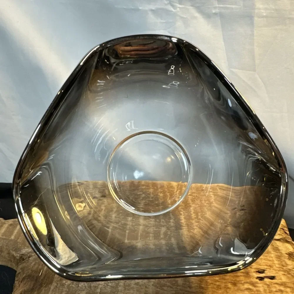 Vintage MCM‎ Silver Fade Glass Bowls (4) Serving Salad Bowl Retro 70's Tableware